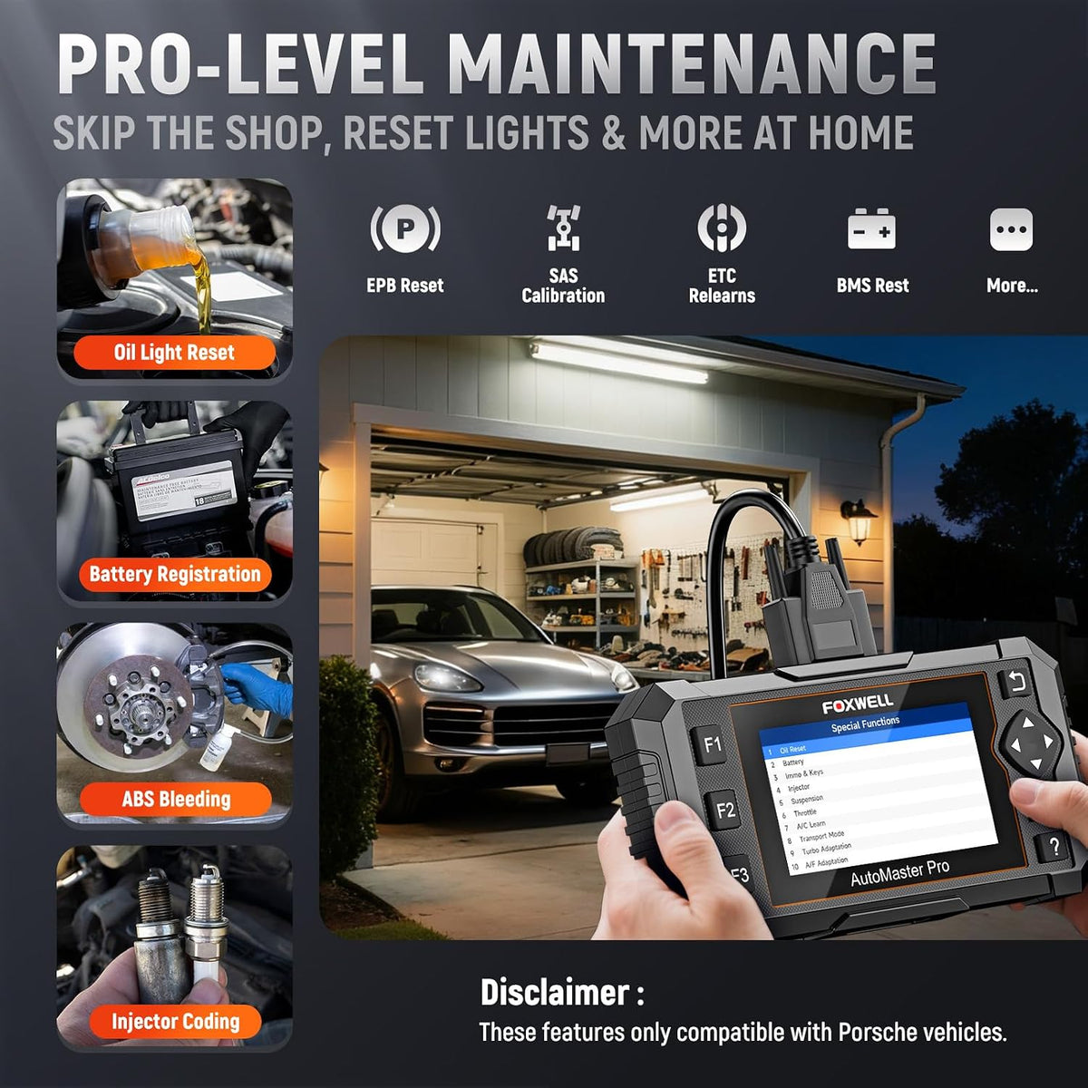 FOXWELL NT510 Pro fit for Porsche, 2-in-1 OBD2 Scanner & 12V Battery Tester