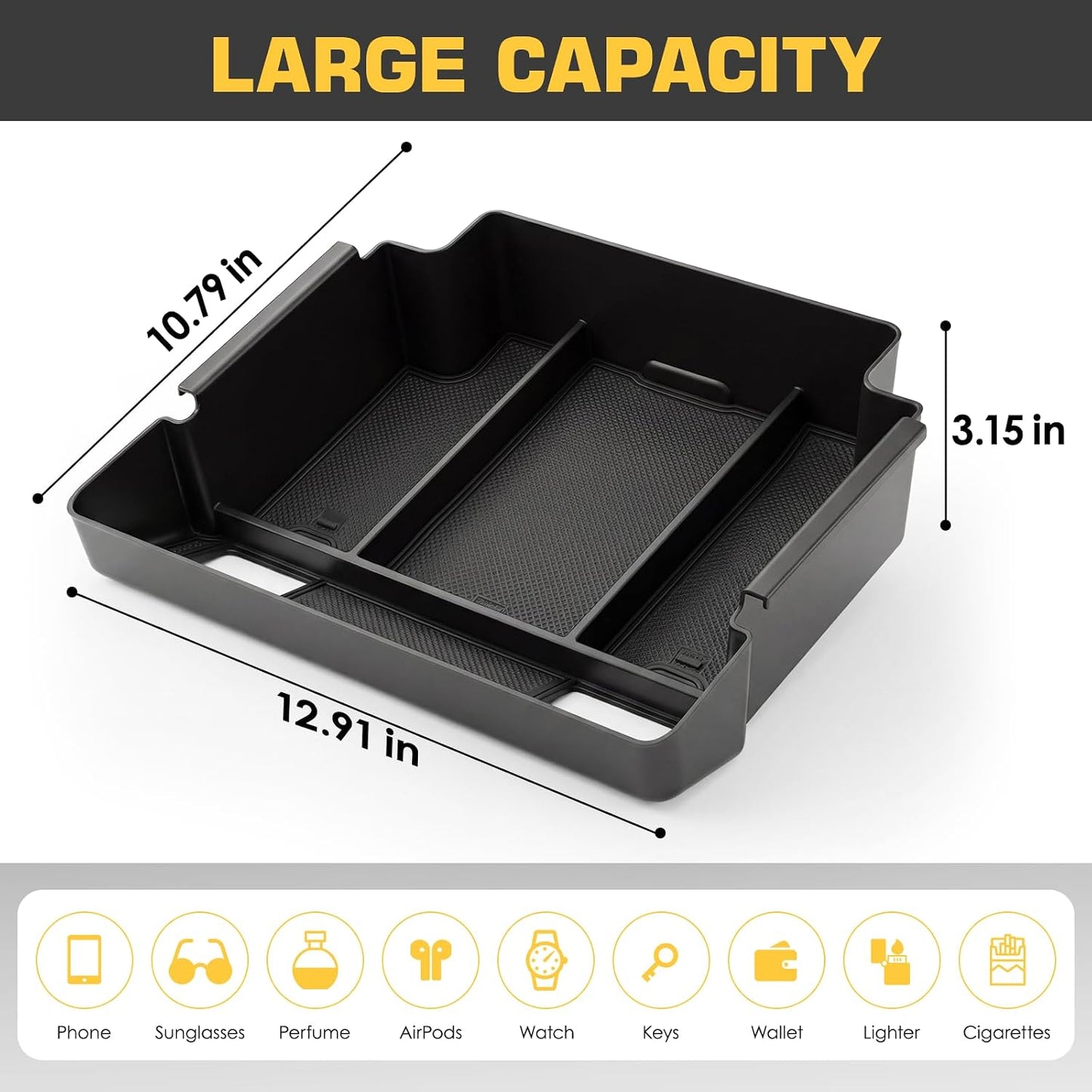 Center Console Organizer for Refreshed 2022-2026 Chevrolet Silverado/GMC Sierra 1500 Accessories, Full Armrest Box Storage Tray for 2024-2026 Chevy Silverado/Sierra 2500HD 3500HD, Bucket Seats ONLY