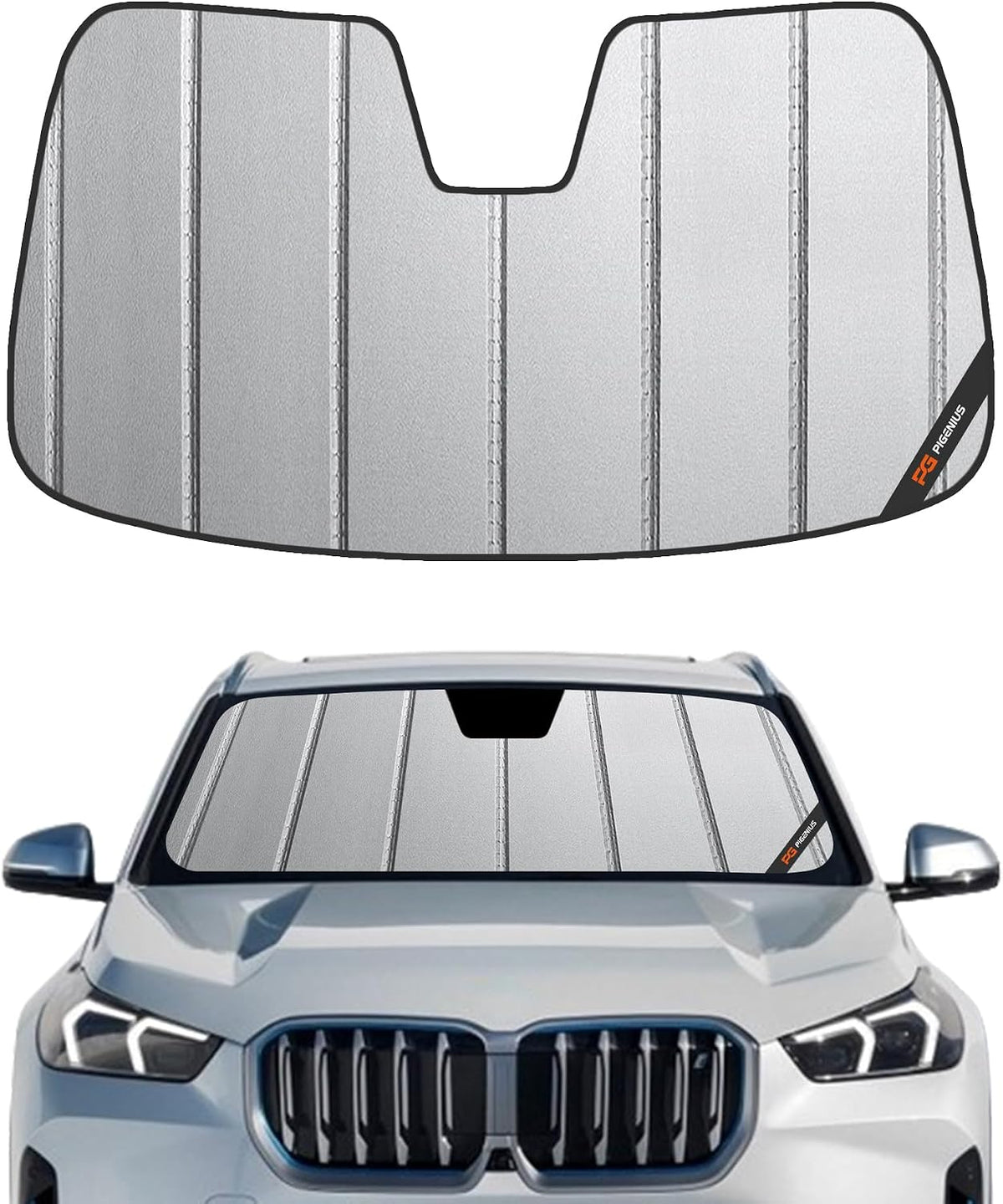 Pigenius Windshield Sun Shade for BMW X1 (U11) 2023-2026, Fits xDrive28i xDrive30 M35i, Reversible Silver/Black