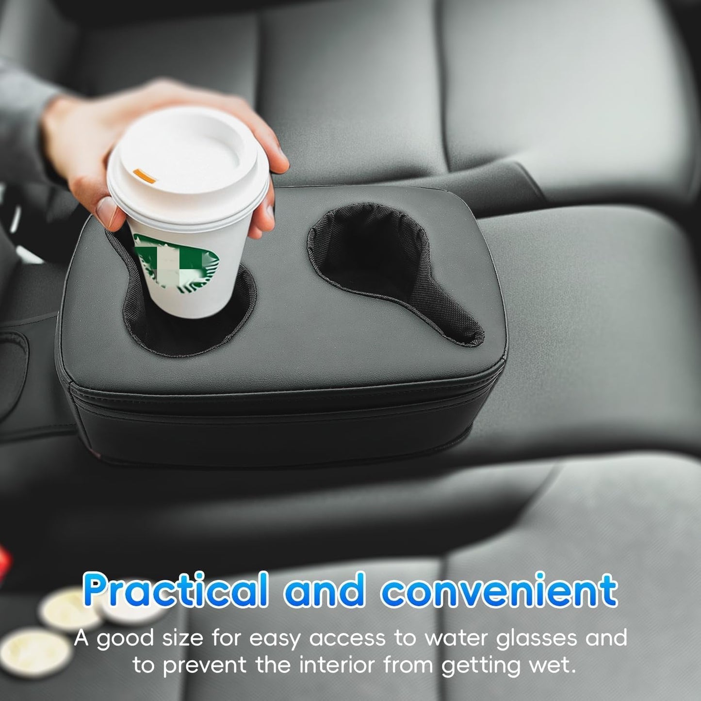 MARCHFA Automotive Cup Holders Tray Car Drink Holder SUV Back Seat Organizer Accessories Couch Cup Holder Tray Pillow Small (Reverse Direction Cup Holder)