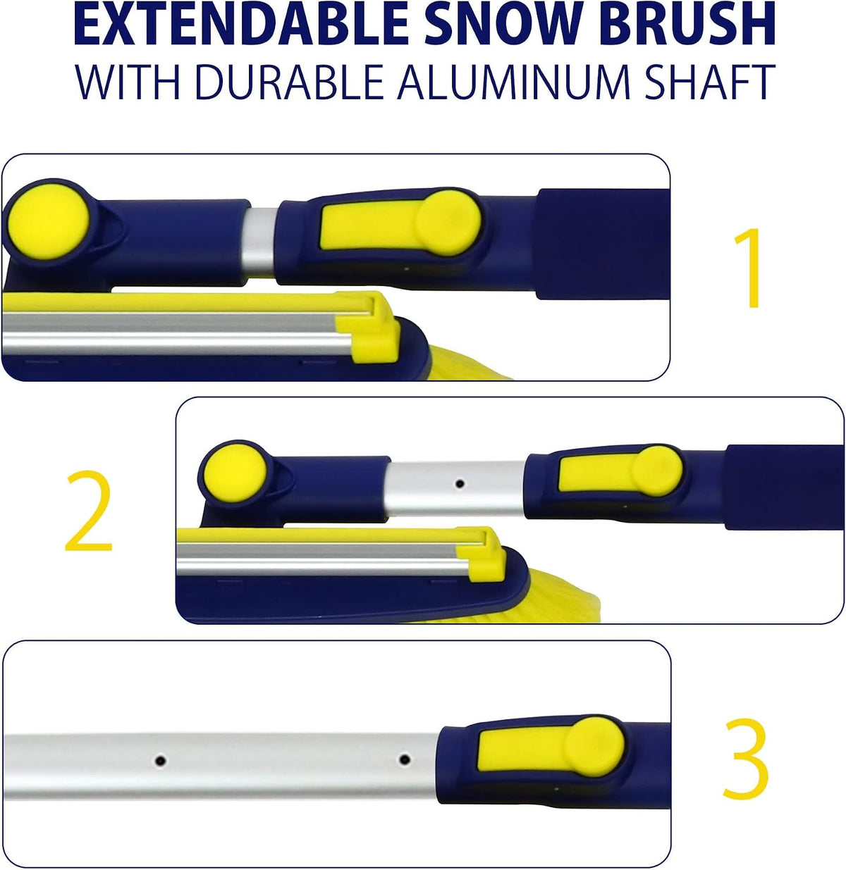 Michelin Snow Brush for Car Windshield - Snow and Ice Scraper with 43–63" Extendable Handle, 13" Swivel Head with Squeegee, 5" Heavy Duty Ice Scraper for SUV, Truck, Van, Auto Cleaning