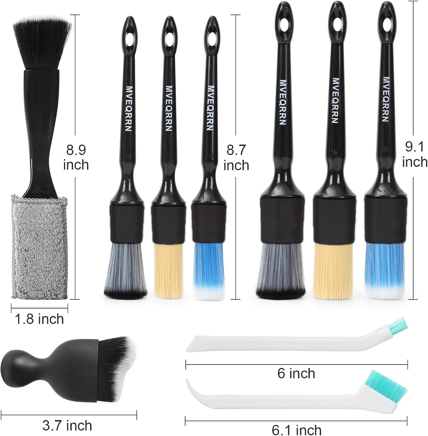 10Pcs Car Detailing Brush Set,Boars Hair Car Cleaning Detail Brush kit,Ultra Soft No Scratch Car Dust Brush,Car Interior Detailing Brushes Kit,Detail Brushes Car Detailing for Interior Exterior(black)