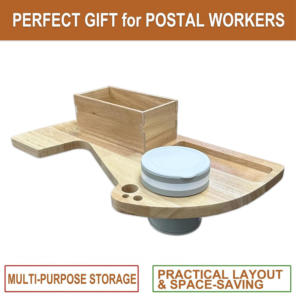 Cup Holder Tray for USPS Mail Carrier/LLV, 2 in 1 Detachable Postal Mail Truck Car Cup Holder Tray, Holds Cup,Scanner,Pen,Marker and A Box for the Forms, Gift for Mailers