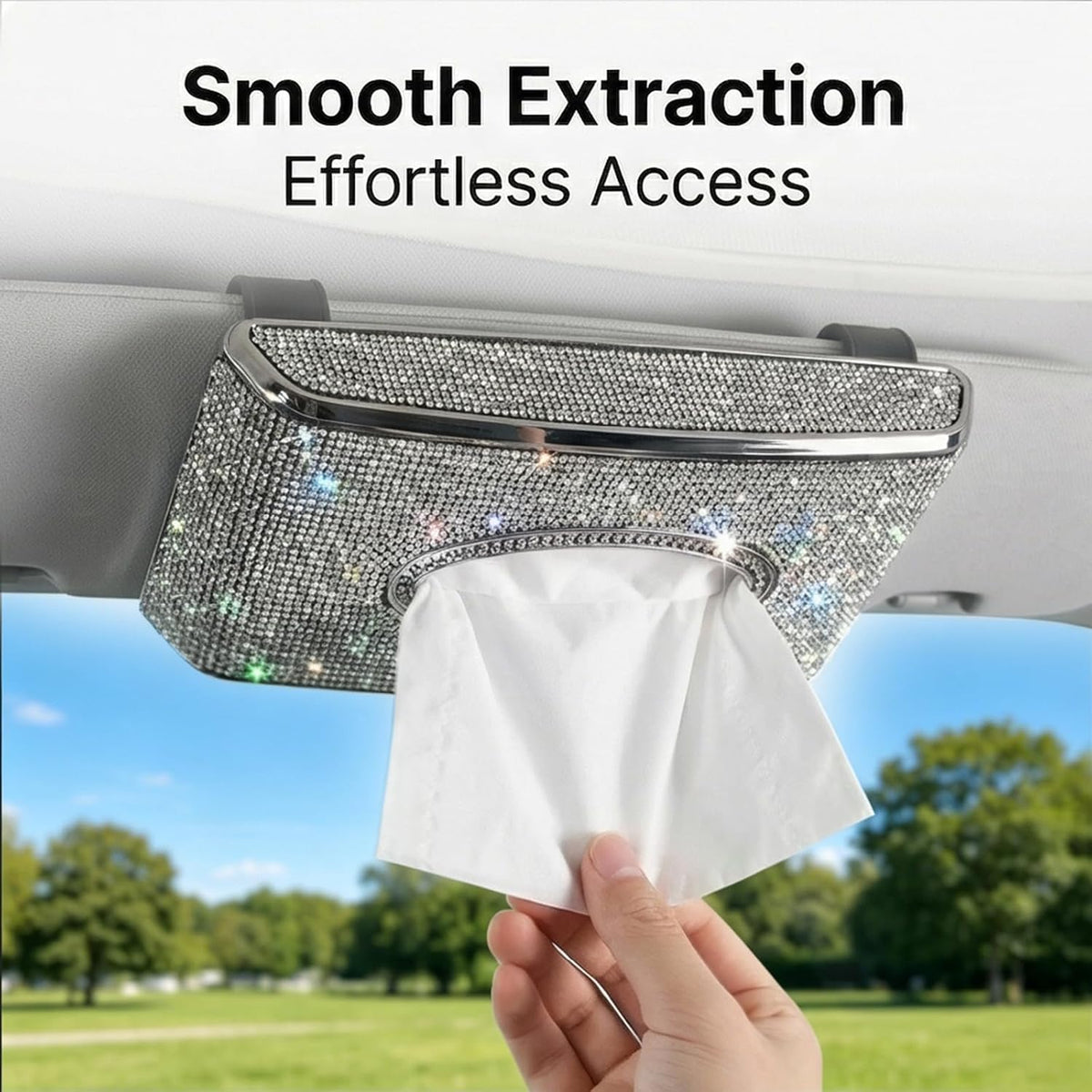 Car Tissue Holder, Visor Tissue Box Holder for Car, White