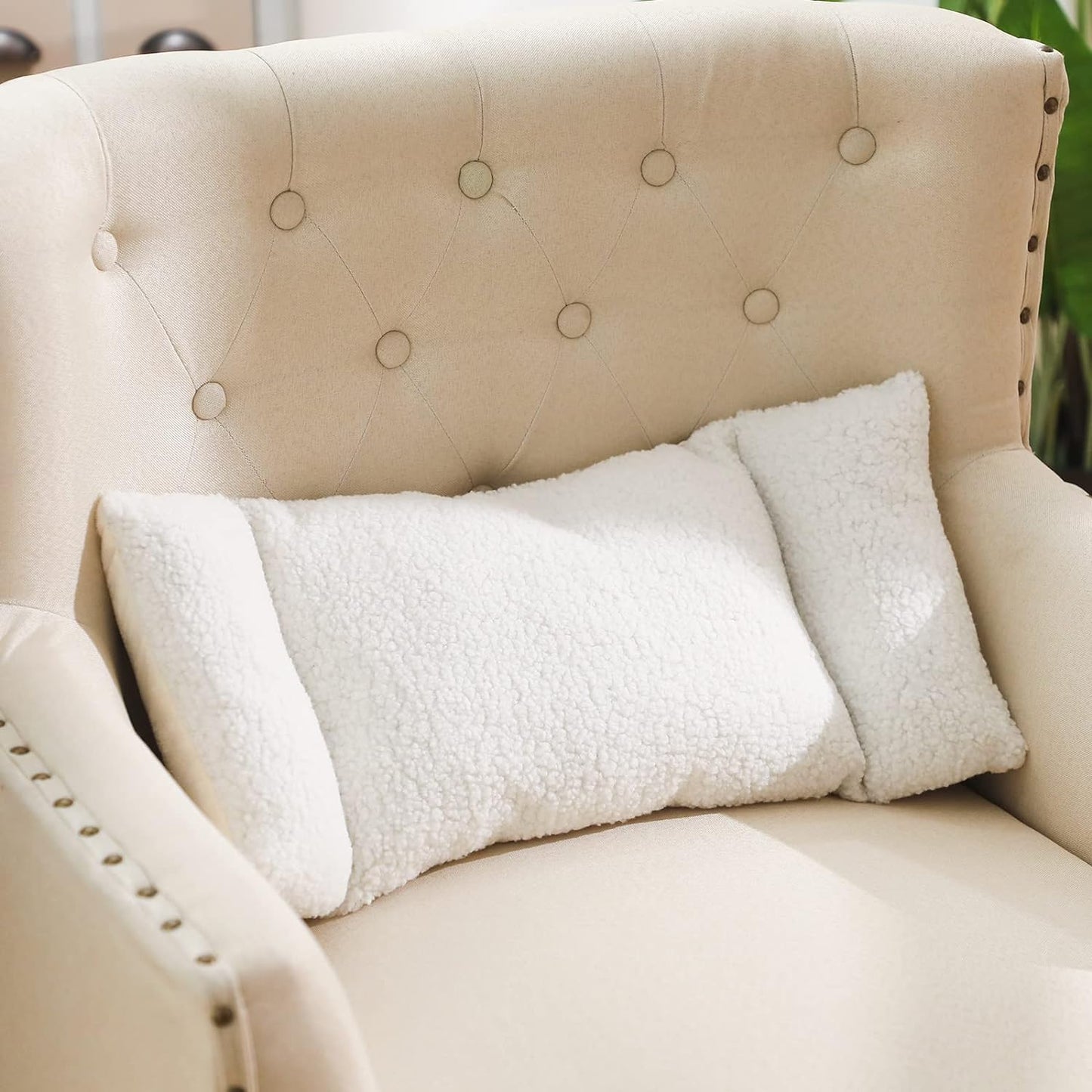 Queekay Fleece Lumbar Support Pillow 3 Section Back Pillow Office Chair for Back Support Comfortable Lumbar Cushion for Car Seat Pain Relief Sofa Rest(Brown)