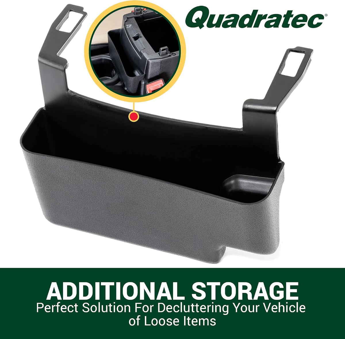 Quadratec Center Console Storage Organizer Tray - Fits Jeep Wrangler JL, JLU & Gladiator JT 2018-2022 - Non-Slip Liner - Small Item Phone, Keys, Money, Change, Holder - Interior Jeep Accessories