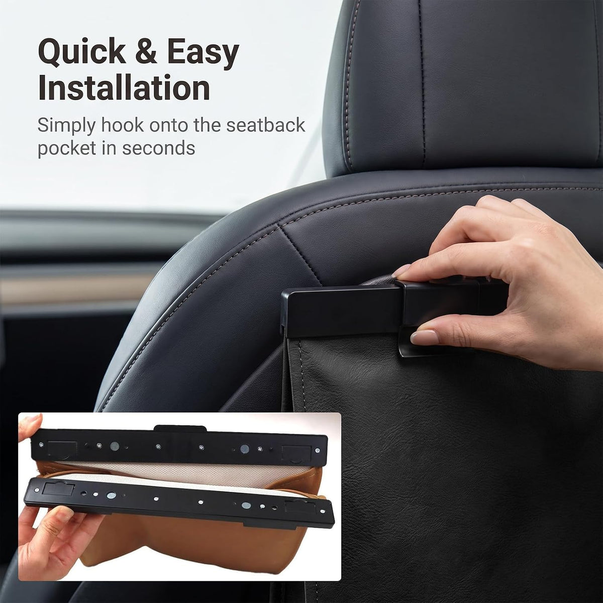 Magnetic Car Trash Can, Leakproof PU Leather Car Garbage Bin, Waterproof Vehicle Waste Basket, Foldable Multi‑Purpose Car Storage Organizer, Universal for Car Truck SUV Van (Black)