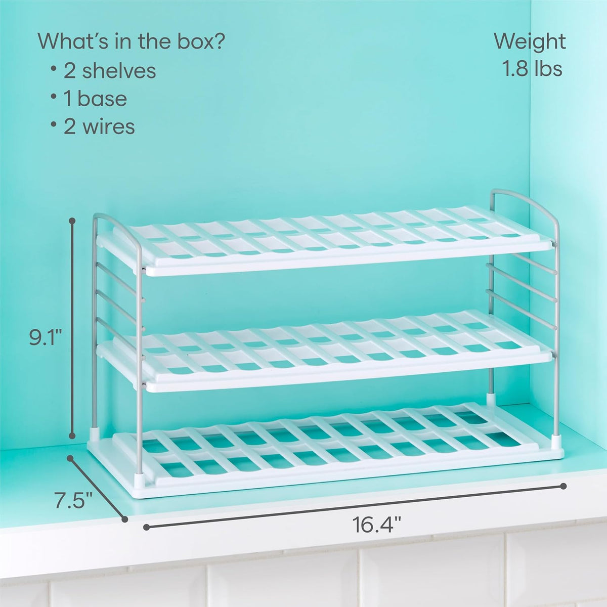 YouCopia UpSpace Water Bottle and Travel Mug Cabinet Organizer, Adjustable Storage Rack for Kitchen Organization, 3-Shelf Wide