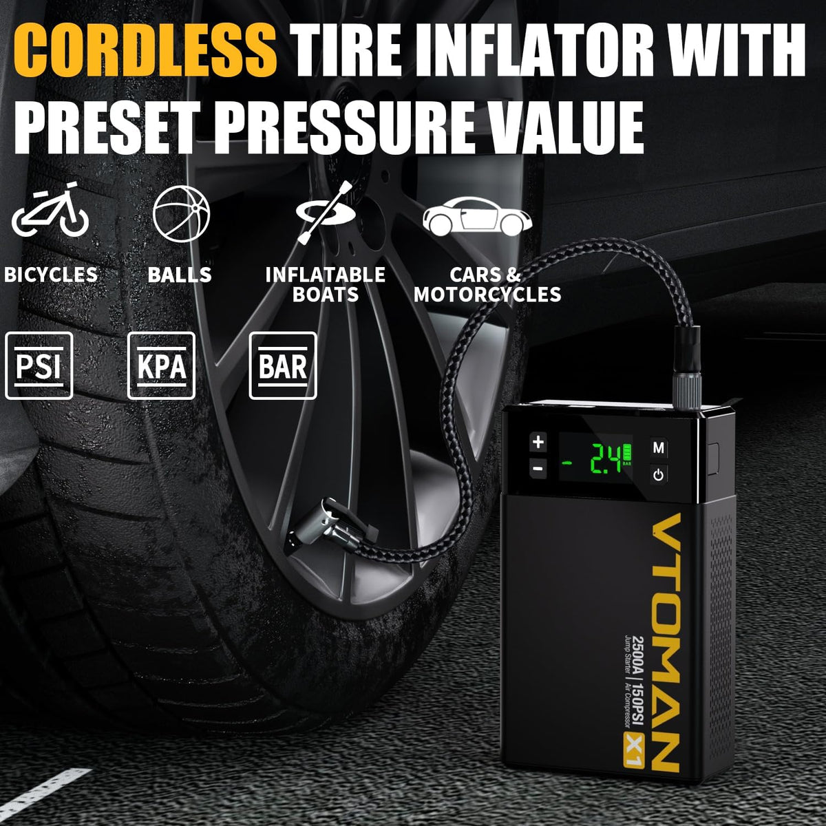 VTOMAN V10 Pro Jump Starter, 4500A Portable Car Starter and VTOMAN X1 Jump Starter with Air Compressor