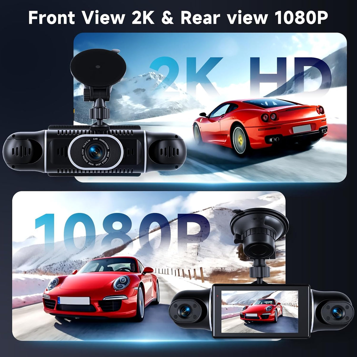 4 Channel Dash Cam with Front Rear Left Right Cameras, 360° Car Camera System for Driving & Parking, Night Vision, Parking Monitor, G-Sensor, Loop Recording, Multi-Camera Dashcam+64GB Card