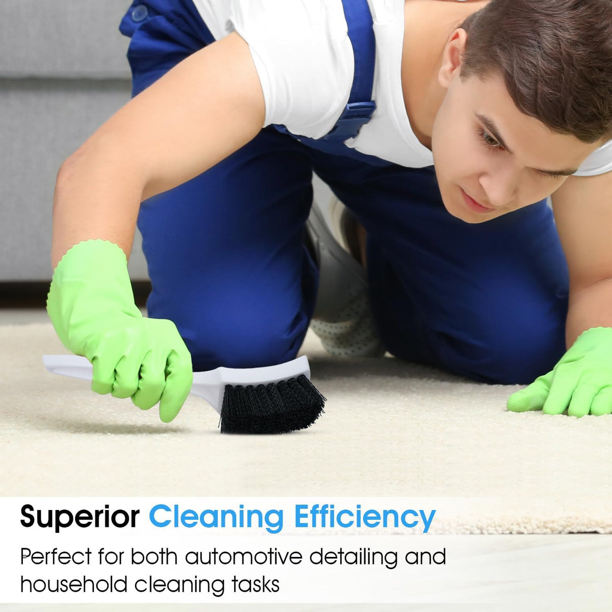 Nanoskin Deep Clean Scrub Brush for Carpet Mats, Black, 8.5"