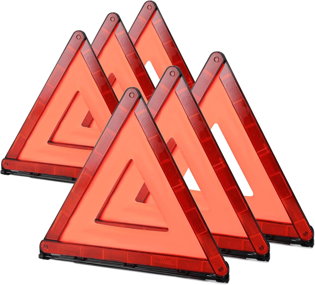 Emergency Warning Triangles, 6 Pack with Packaging Foldable Warning Reflective Triangle Warning Kit, Emergency Triangle for Vehicles, Car Road Reflective Kit for Vehicles Breakdown