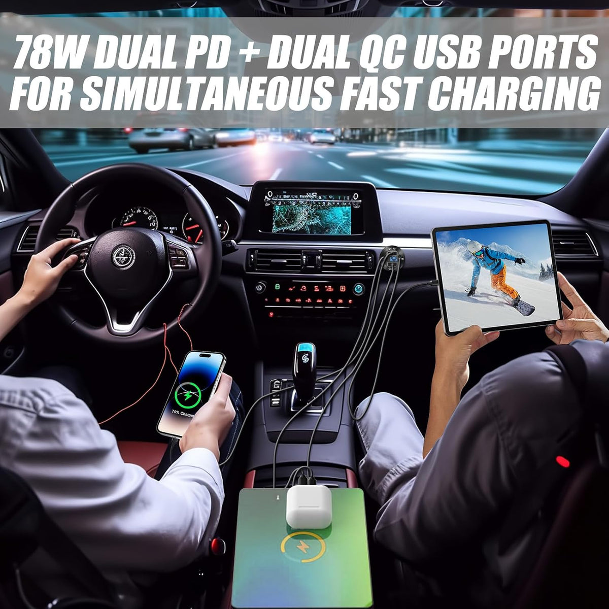 1 Pack 12V USB Outlet, Waterproof Marine USB Port with Voltmeter