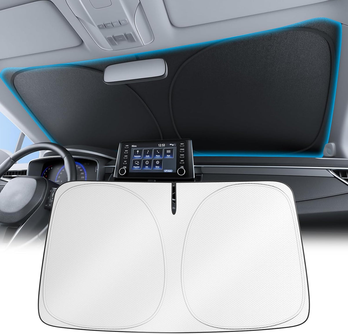 Wigoo Car Windshield Sunshade, S2(59"x33"), Foldable, Keeps Interior Cool