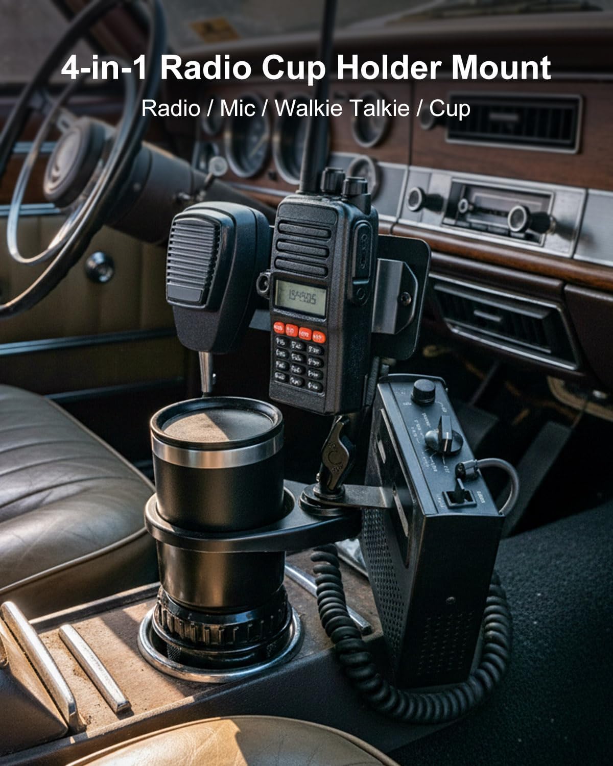 Cup Holder Expander Mount for Satellite Radio CB Mic and Walkie Talkie