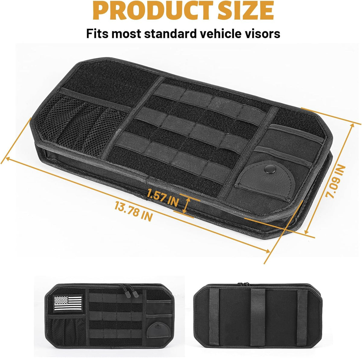 MAIKER 2 Packs Car Sun Visor Organizer, Car Organizer with Zipper Visor Organizer Storage Pouch, Glasses Clip, Card Holder, Molle Panel for Tactical Gears, for Most Vehicles, SUVs & Trucks