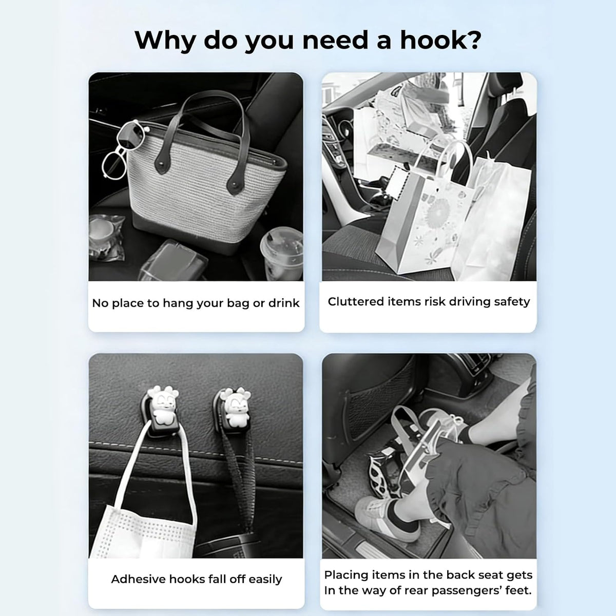 2PCS Car Hooks Universal for Sport Seat Back Headrest
