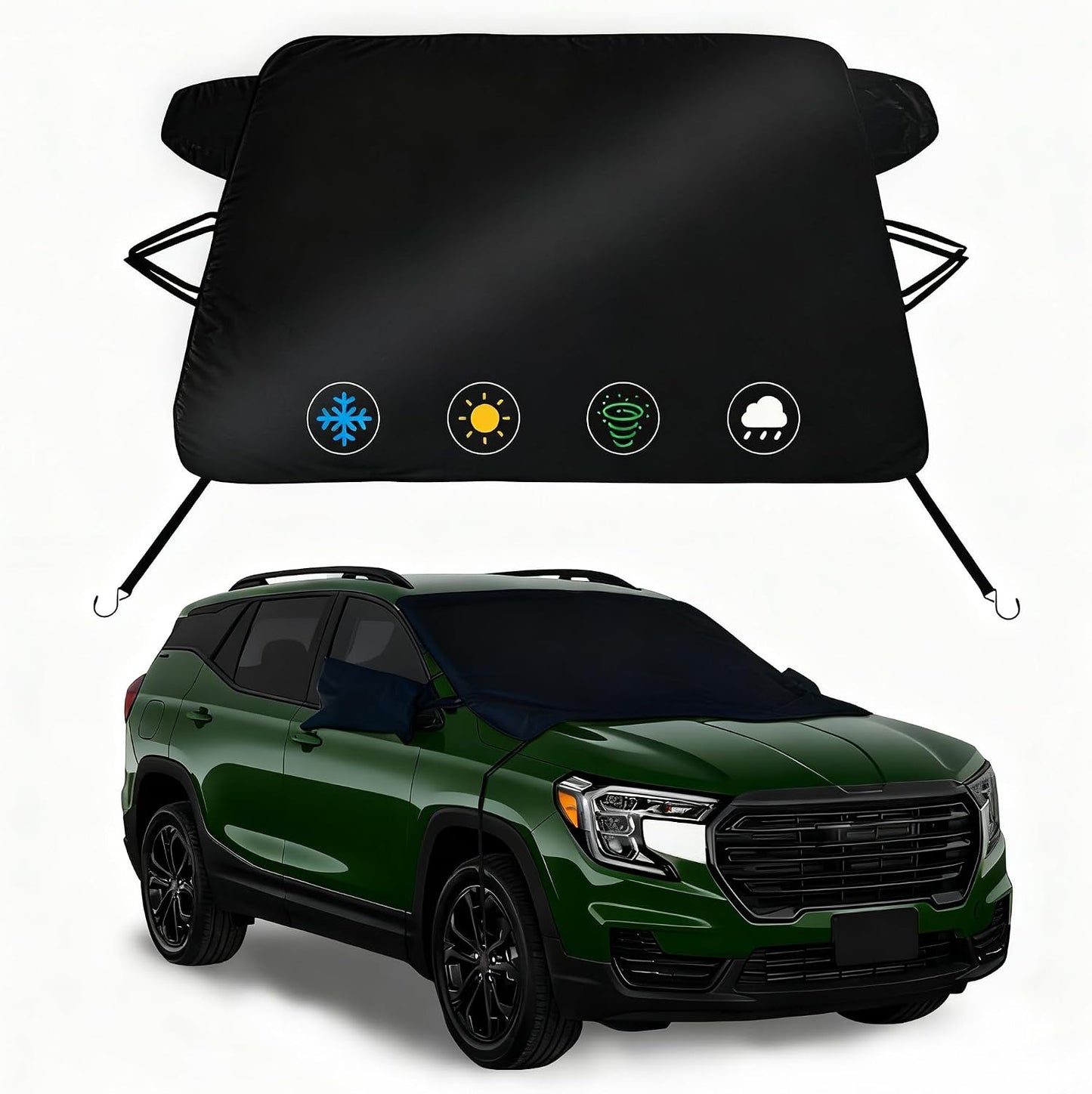 Windshield Snow Cover for Ford C-Max 2013-2018, Waterproof 2-Layer Oxford Fabric Winter Frost and Ice Removal with Side Mirror Covers, Winter Accessories Freeze Protector for Auto Car SUV