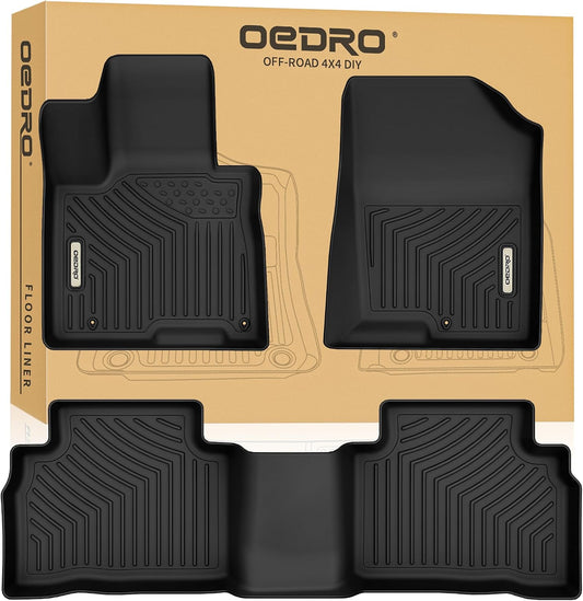 OEDRO Floor Mats Fit for 2022-2026 Hyundai Tucson (Not for Hybrid), Unique Black TPE All-Weather Tucson Floor Liners, Front and Second Row, Full Set Liners