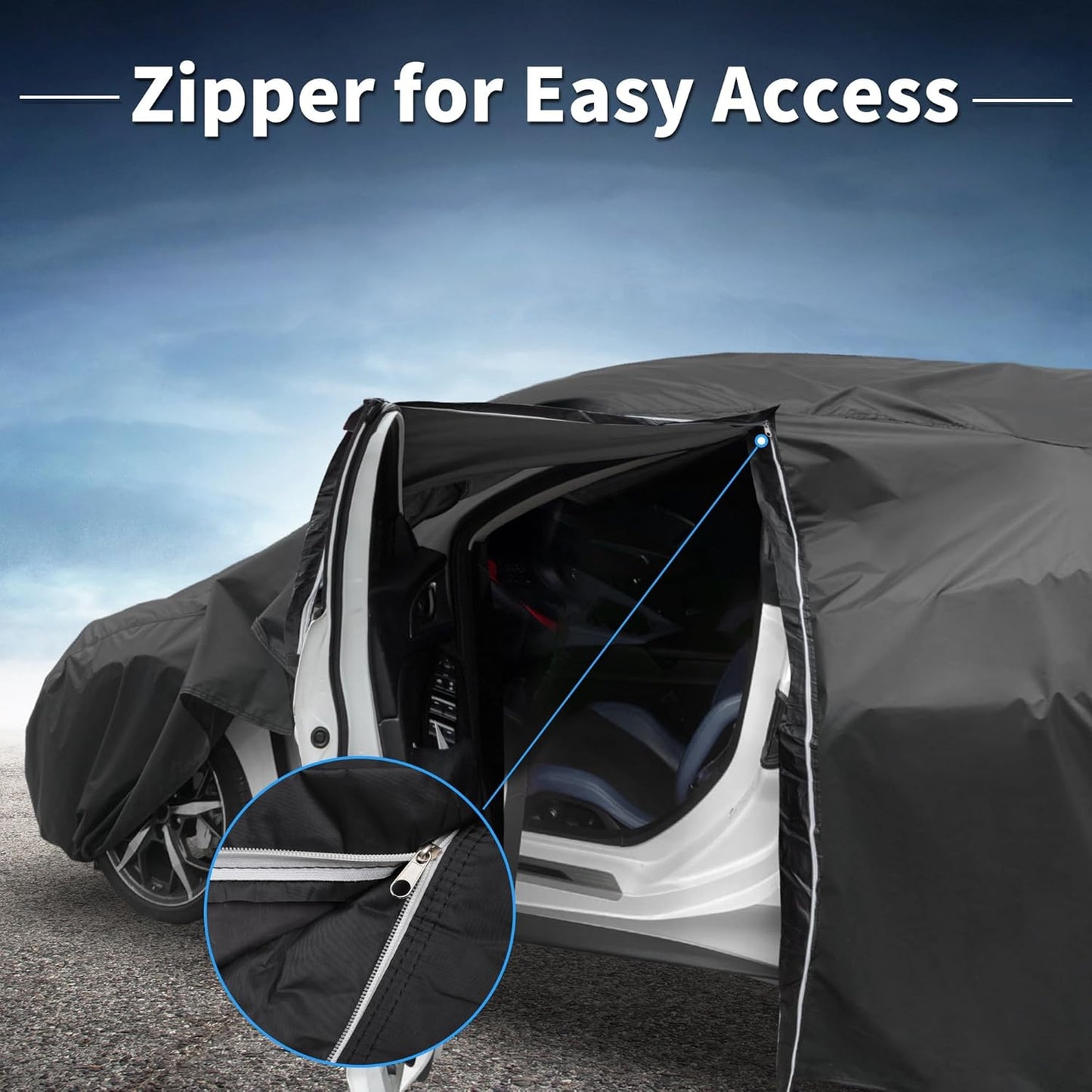 X AUTOHAUX Car Cover for Honda Civic Sedan/Coupe 210D-PU Outdoor Full Car Cover All Weather with Door Zipper for Waterproof Windproof Sun Rain Snow Protection