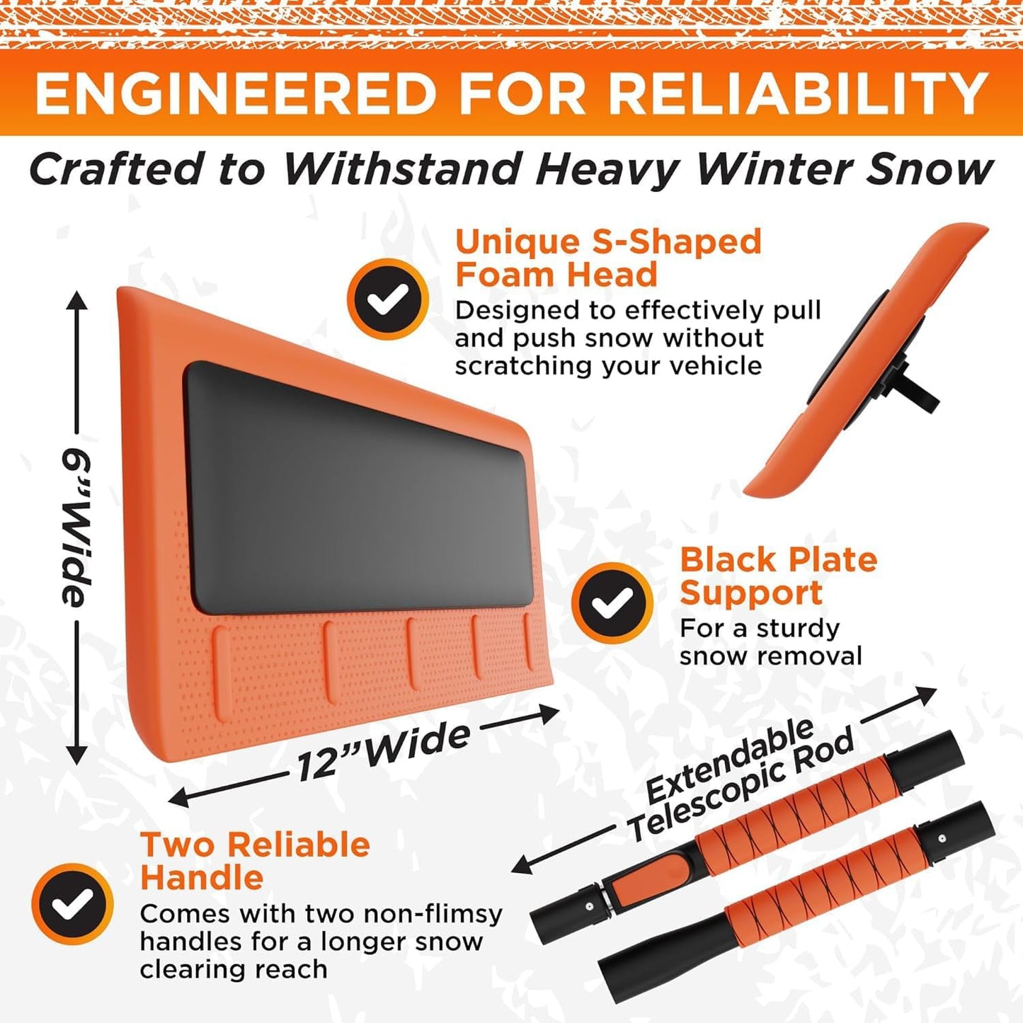 RoofPax 55" Ice Scrapers for Car Windshield and 270° Pivoting Non-Scratch Snow Brush Winter Car Kit with Snow Shovel Snow Brush for Cars and Snow Scraper with Extendable Snow Shovel for Car