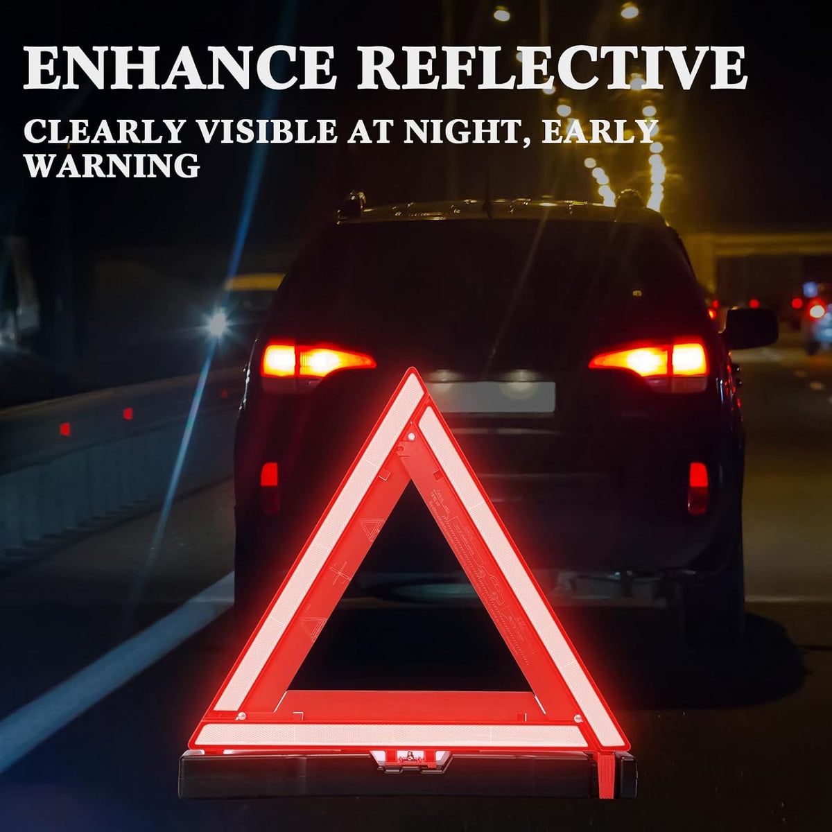 Kanayu 9 Pcs Warning Triangles Dot Reflective Foldable Emergency Safety