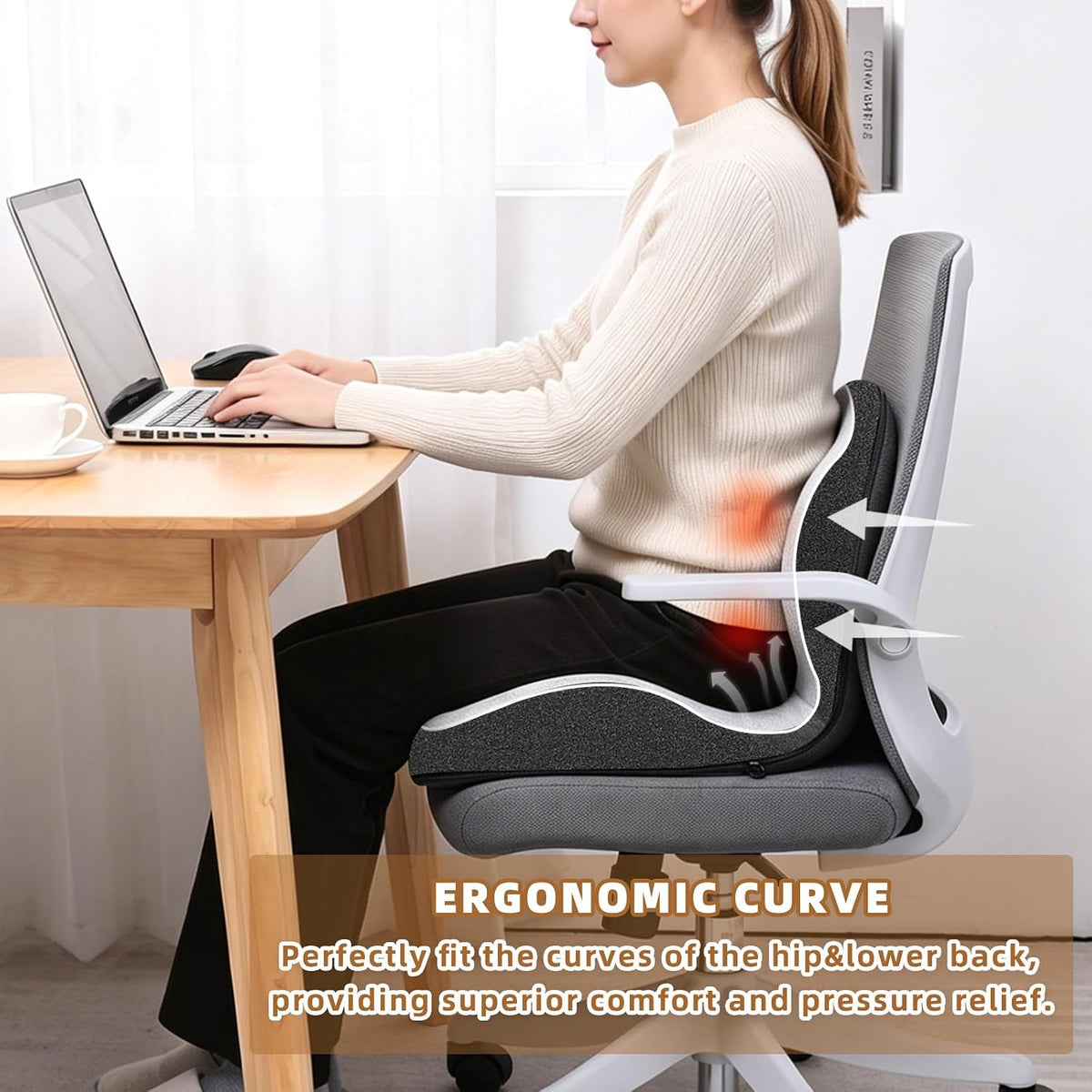 Dual-Layer Memory Foam Car Seat Cushions for Driving, with Lumbar Support