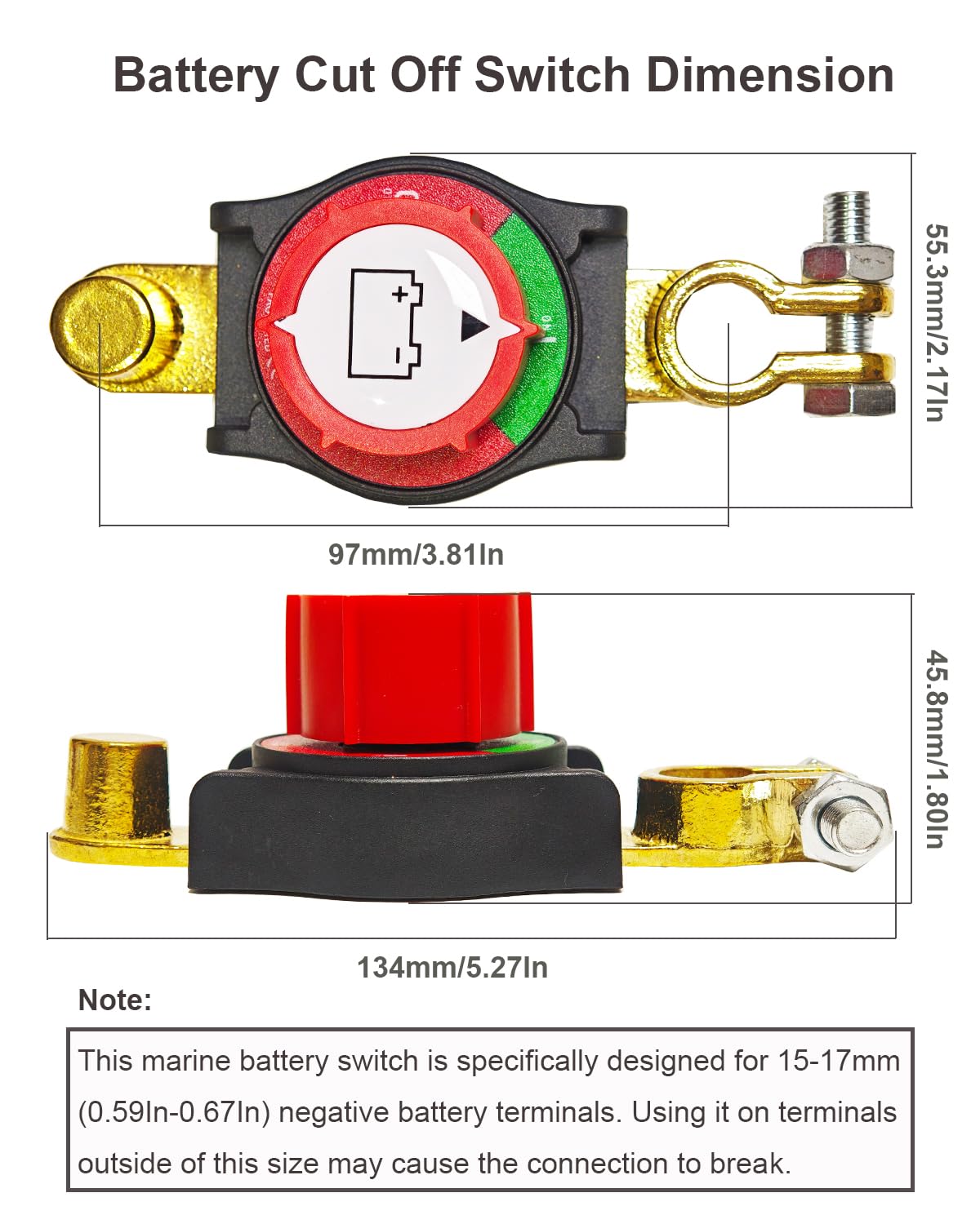 Negative Battery Quick Disconnect, 12V-48V Heavy Duty Top Post Terminal Switch 300A High Current On-Off Kill Switch Power Cut Master Isolator for Car Vehicle RV ATV Boat Marine Trailer