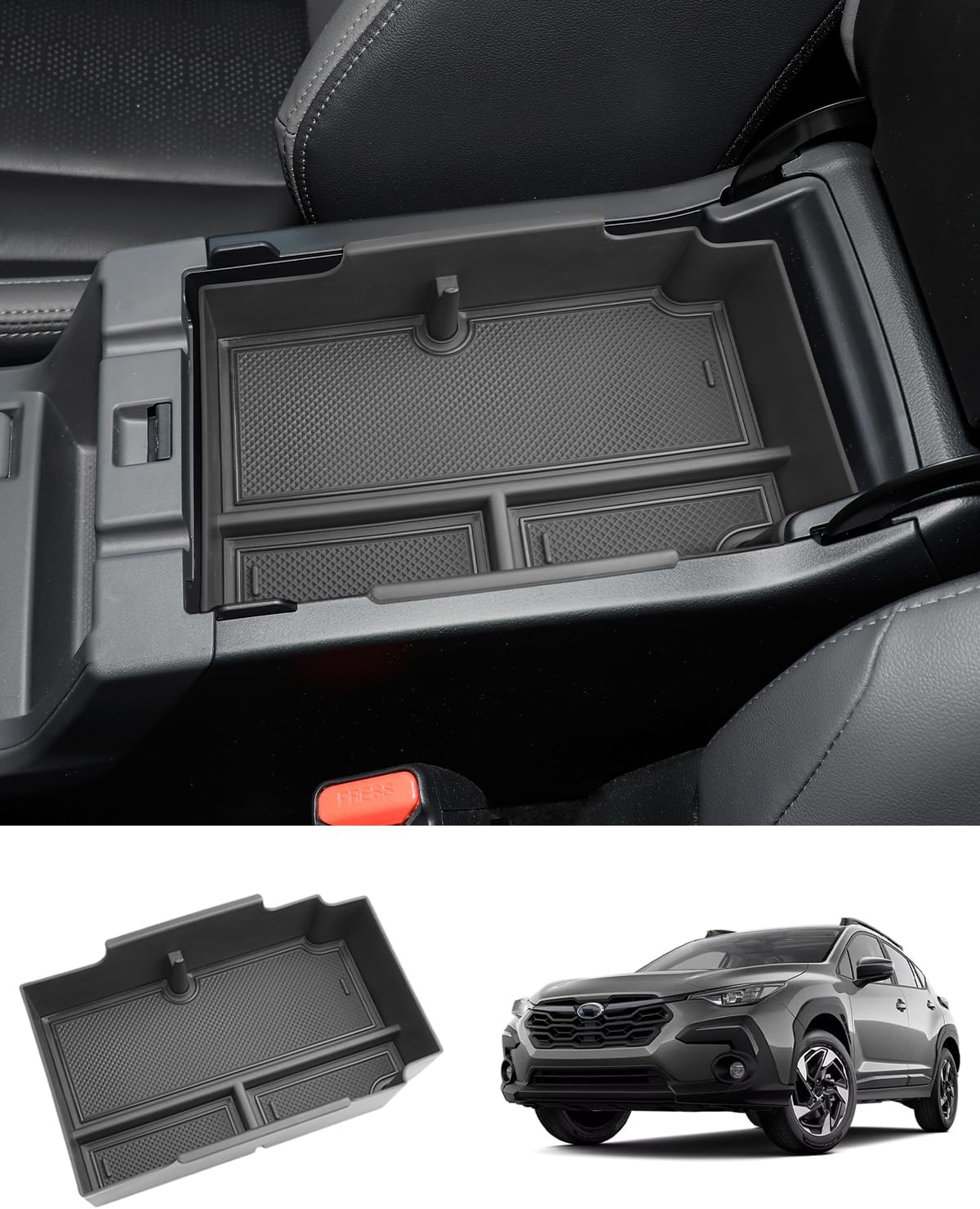 2024 2025 2026 Crosstrek Center Console Organizer for Subaru Crosstrek (Base/Premium/Sport/Limited/Wilderness), Durable ABS Console Tray Insert 2026 Crosstrek&Impreza Accessories (Black)