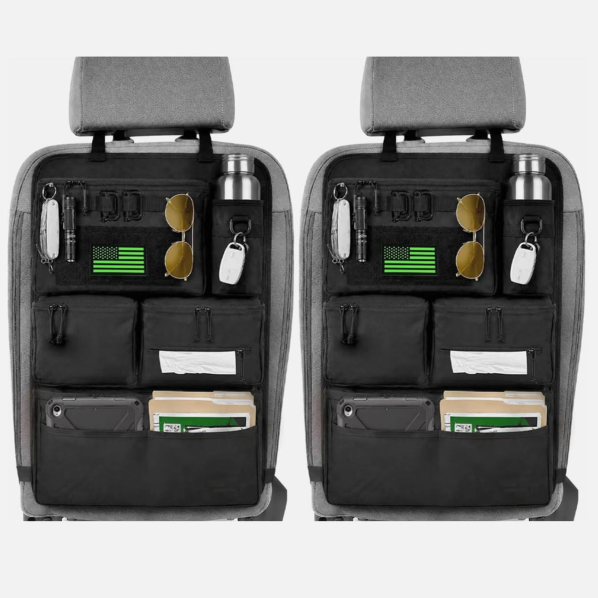 2 Set All in One Car Seat Back Organizer Fit Most Cars SUV Trucks Jeeps