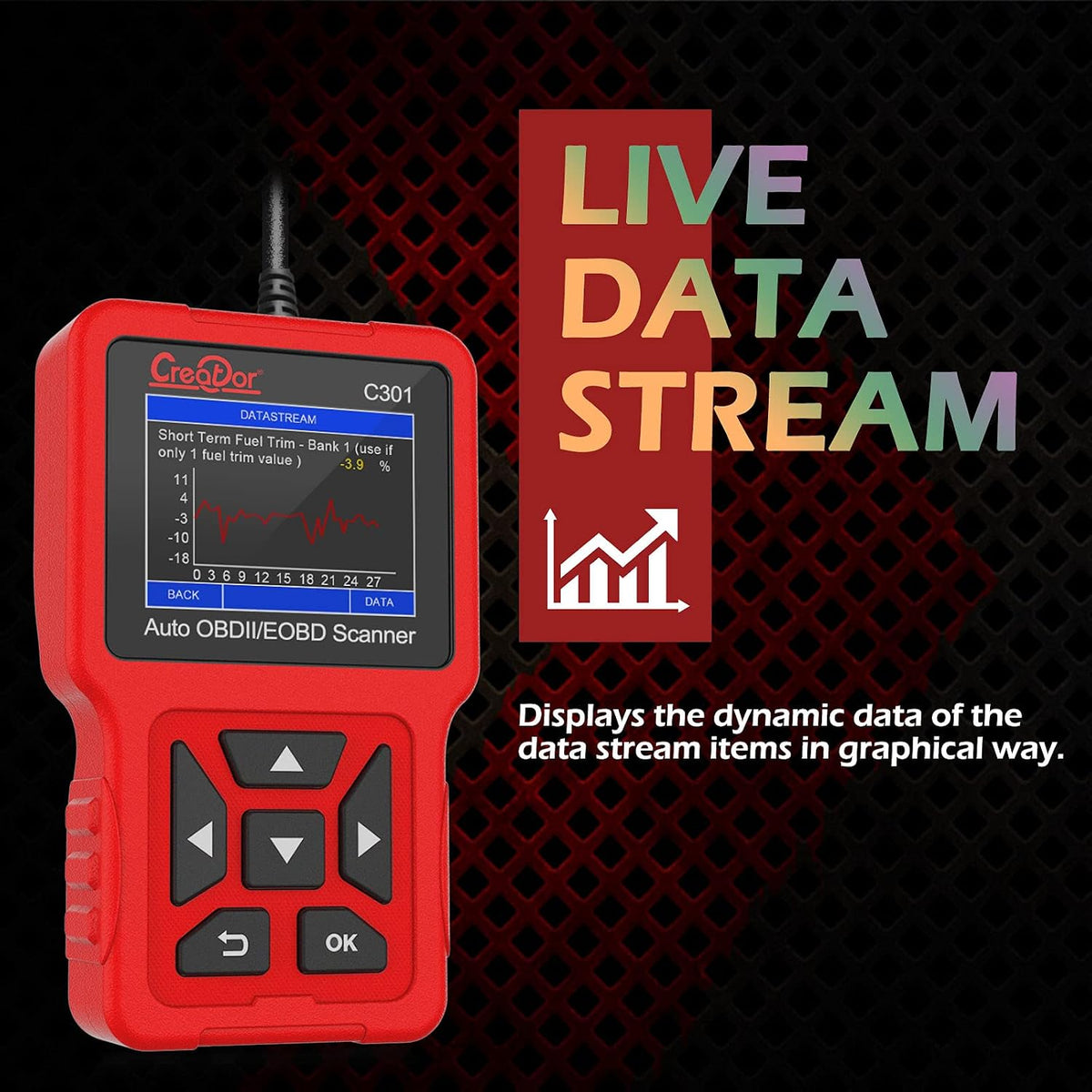 Creator C301 OBD2 Scanner OBDII Code Reader Diagnostic Scan Tool with Battery Test for All OBD-II Protocol Cars Since 1996 Check Engine Light