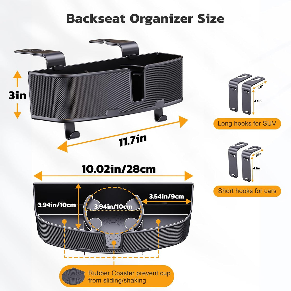 MAGJIEYX Car Headrest Cup Holder for Back Seat Organizer for Multi-Hanging Snack Storage Box with Strong Hooks for Kids and Uber Backseat Passengers Share Rid for Travel Accessories