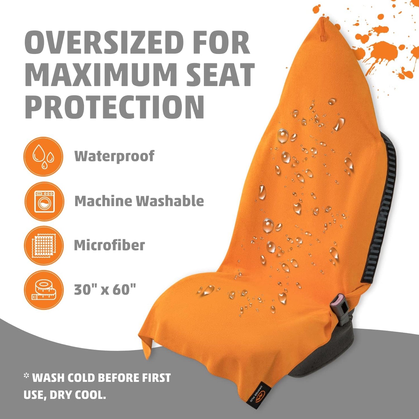 Orange Mud Transition Wrap Extreme – Orange Waterproof Car Seat Cover & Changing Towel – Secure Wrap for Athletes, Runners, Cyclists, Triathletes – Sweat-Proof, Quick-Dry, No-Slip Fit