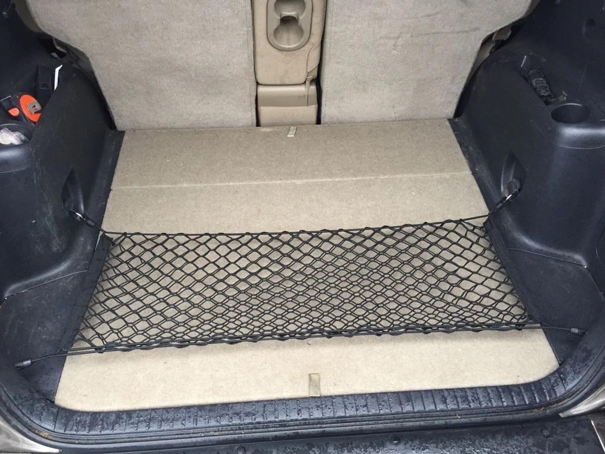Rear Trunk Organizer Cargo Net for Toyota RAV4 2006-2018 — Floor Style Cargo Net for SUV — Premium Mesh Elastic Car Trunk Organizer Vehicle Carrier Storage — Compatible with RAV4