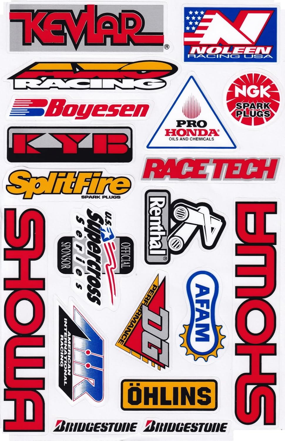 Set of 6 Multicolor Racing Stickers by Biker for Car, Metal, Plastic, Glass, Vinyl, Waterproof, Rectangular, Outdoor, Motorsports