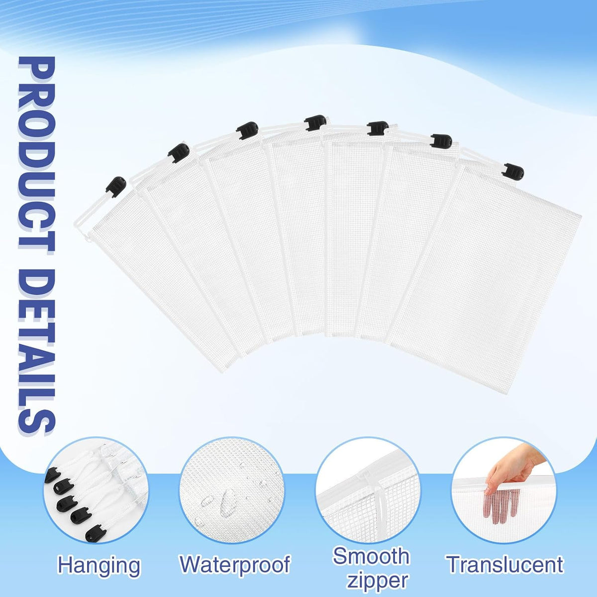 Jetec 32 Mesh Zipper Bags Bikini, White, 7.5 x 5 Inch, 32 Pcs