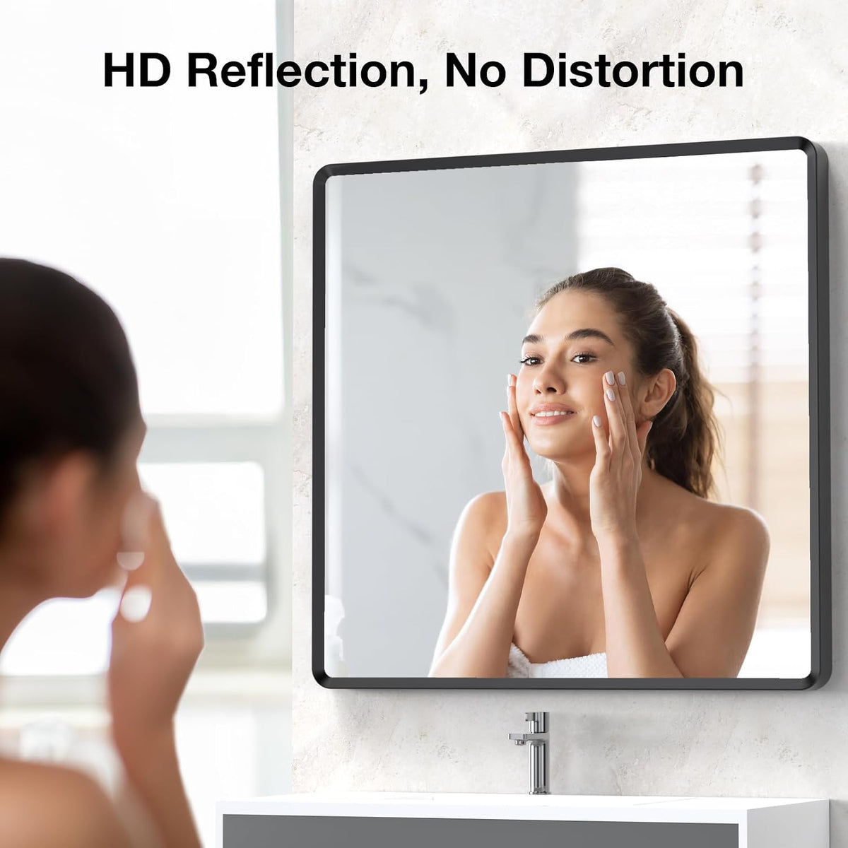 36x36 inch Black Bathroom Mirror, Square Mirrors for Over Sink