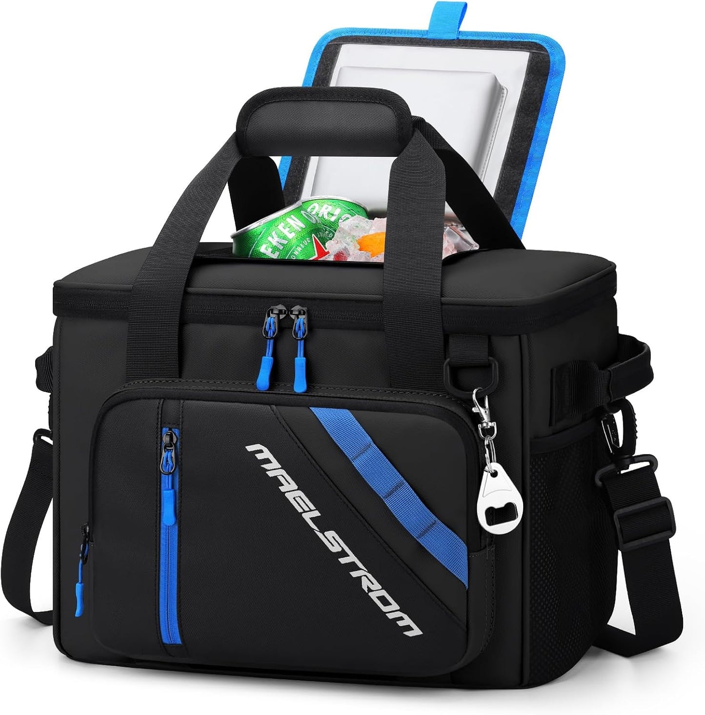Maelstrom 30 Can Collapsible Soft Cooler Bag with Quick Access Opening | 5-layer Insulation,16h Cold, Leakproof, Waterproof, Multiple Pockets, Bottle Opener, Portable for Beach, Camping, Picnics