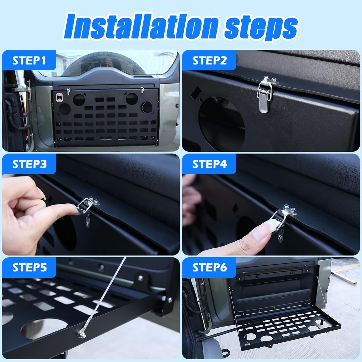 Car Trunk Storage Basket Organizer Side Cargo Rack Modular Compatible with Land Rover Defender 90 110 2020-2026 Car Rear Door Foldable Table Tailgate Table (Rear Door Foldable Table)