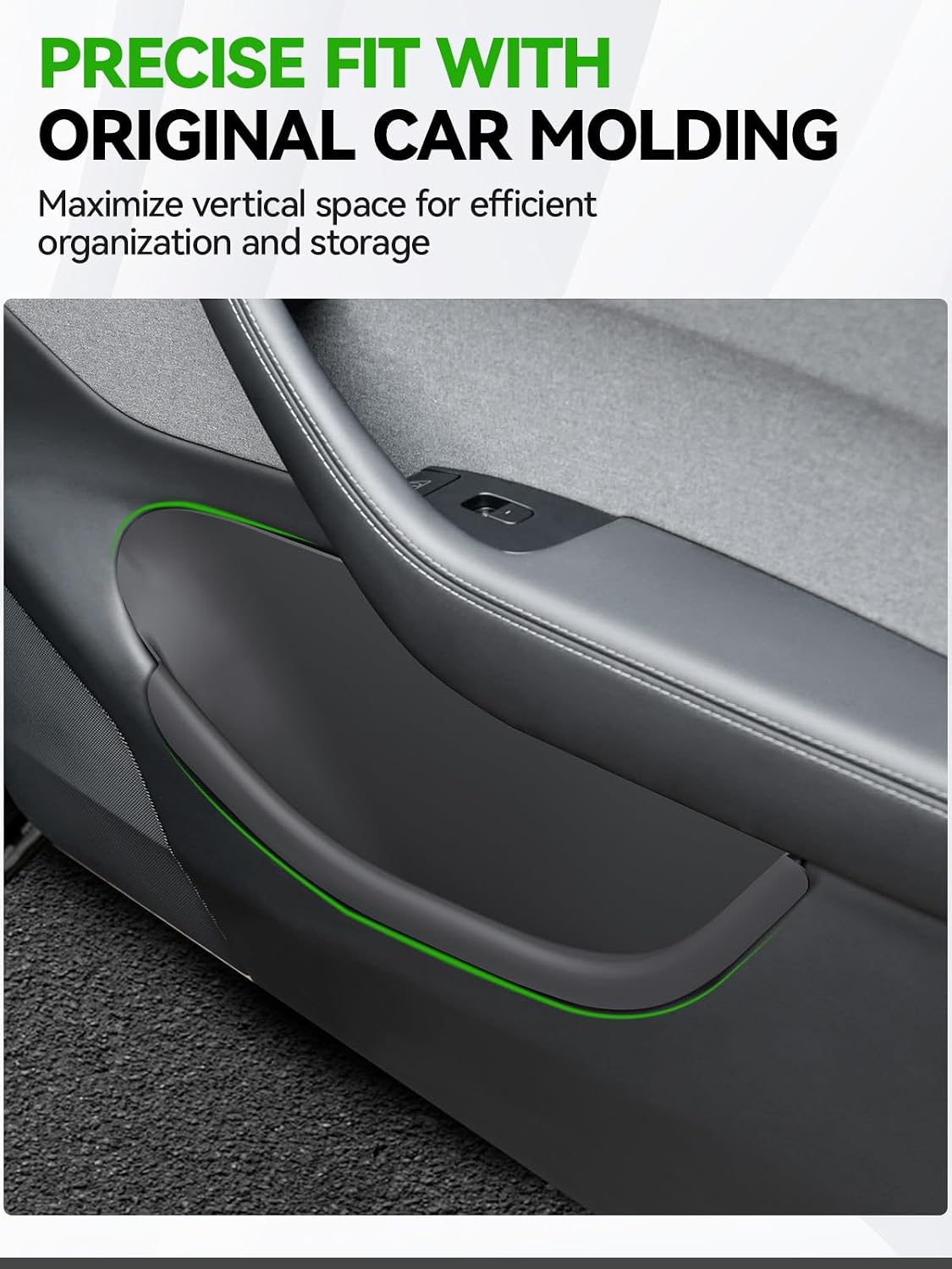 4PCS Door Side Storage Box Full-Wrap Pocket Liner compatible with 2026 2025 Tesla Model Y Juniper Accessories TPE Front and Rear Full Cover Door Side Organizer Tray(Not fit Standard)
