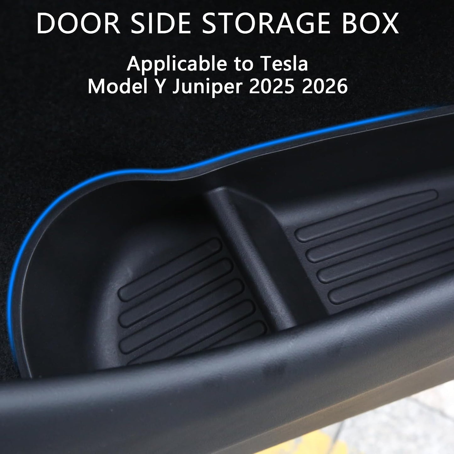 4PCS Car Door Organizer Tray for Tesla Model Y Juniper 2026 2025 Door Side Storage Box for Juniper Accessories Door Pocket Liners TPE Front & Rear Side Organizer Tray Protector Liner