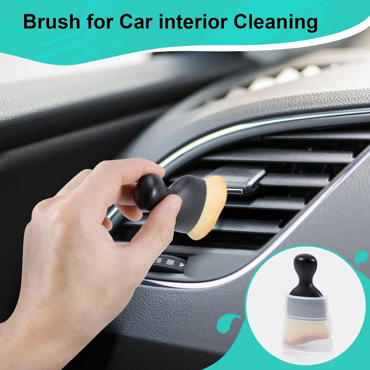 UNIMEIX Tire Shine Applicator Brush Kit Large Vegan Tire Shine Brush with Storage Stand for Vehicles Tire Shine Polish Wax and Car Interior Cleaning