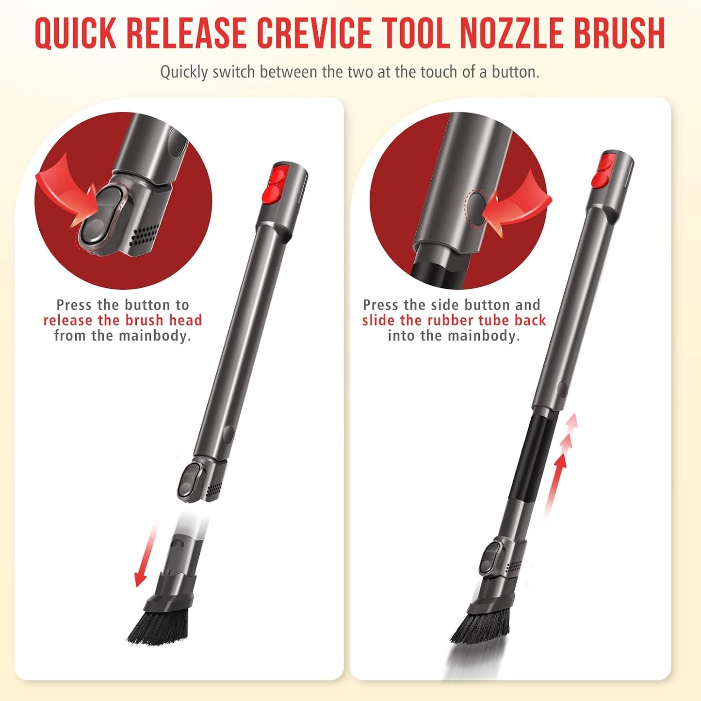 Extendable Flexible Crevice Tool Compatible with Dyson V7 V8 V10 V11 V12 V15 Gen5 Vacuum, Quick Release Slim Nozzle for Hard-to-Reach Gaps, Replacement Part 971433-01, Home & Car Cleaning Attachment