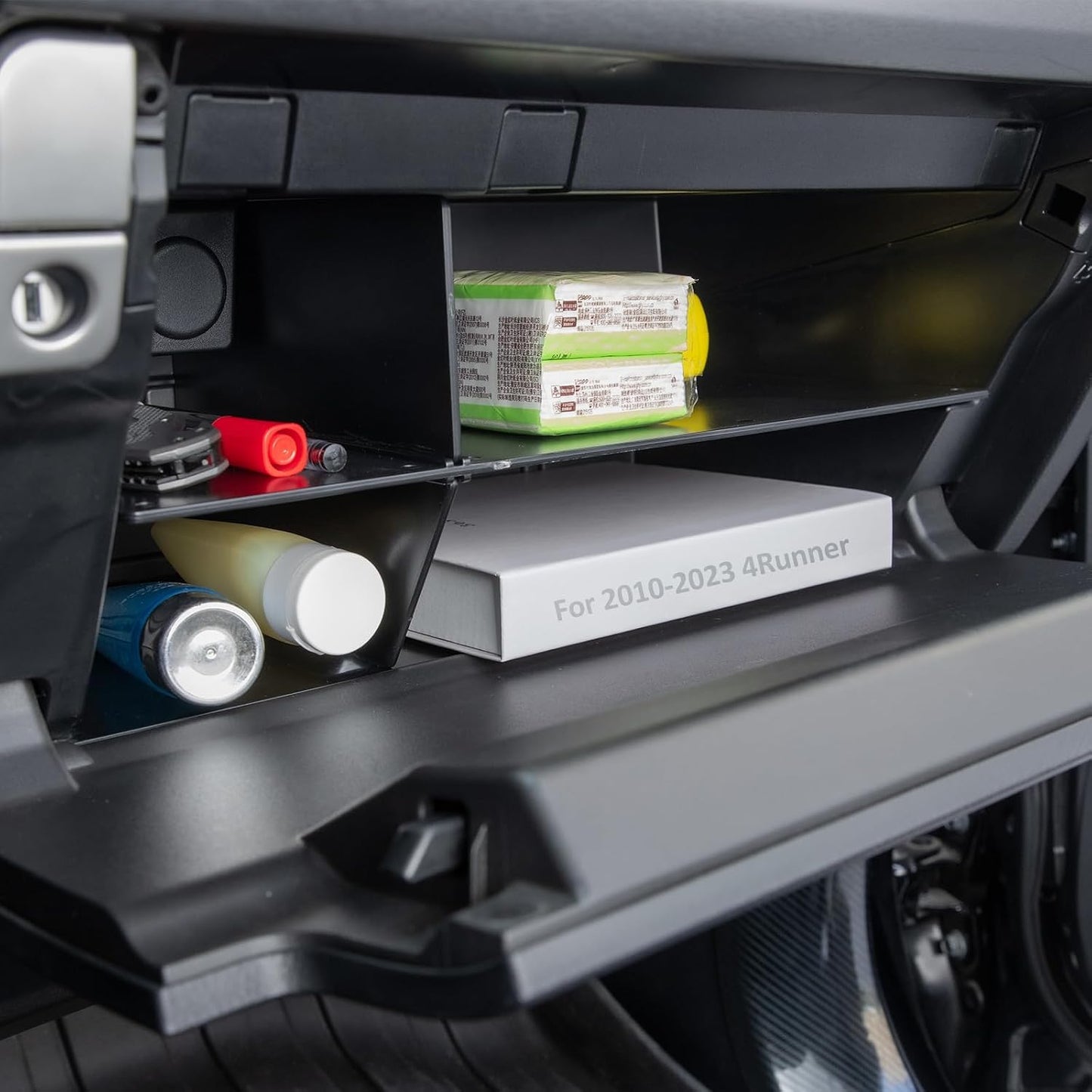 JDMCAR Compatible with Toyota 4Runner Accessories 2010-2023 2024 Glove Box Organizer and GX 460 (2010-2023)，Insert ABS Black Materials 4-Runner Compartment Tray