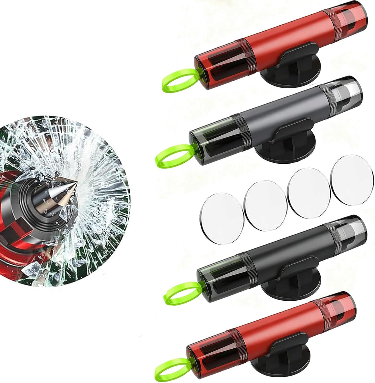 4 Pack Window Breaker Seatbelt Cutter,Upgraded Safe Hammer Glass Breaker Under Water,2026 Upgraded Transparent Lid,Safety Hammer Emergency Car Escape Tool for New Car