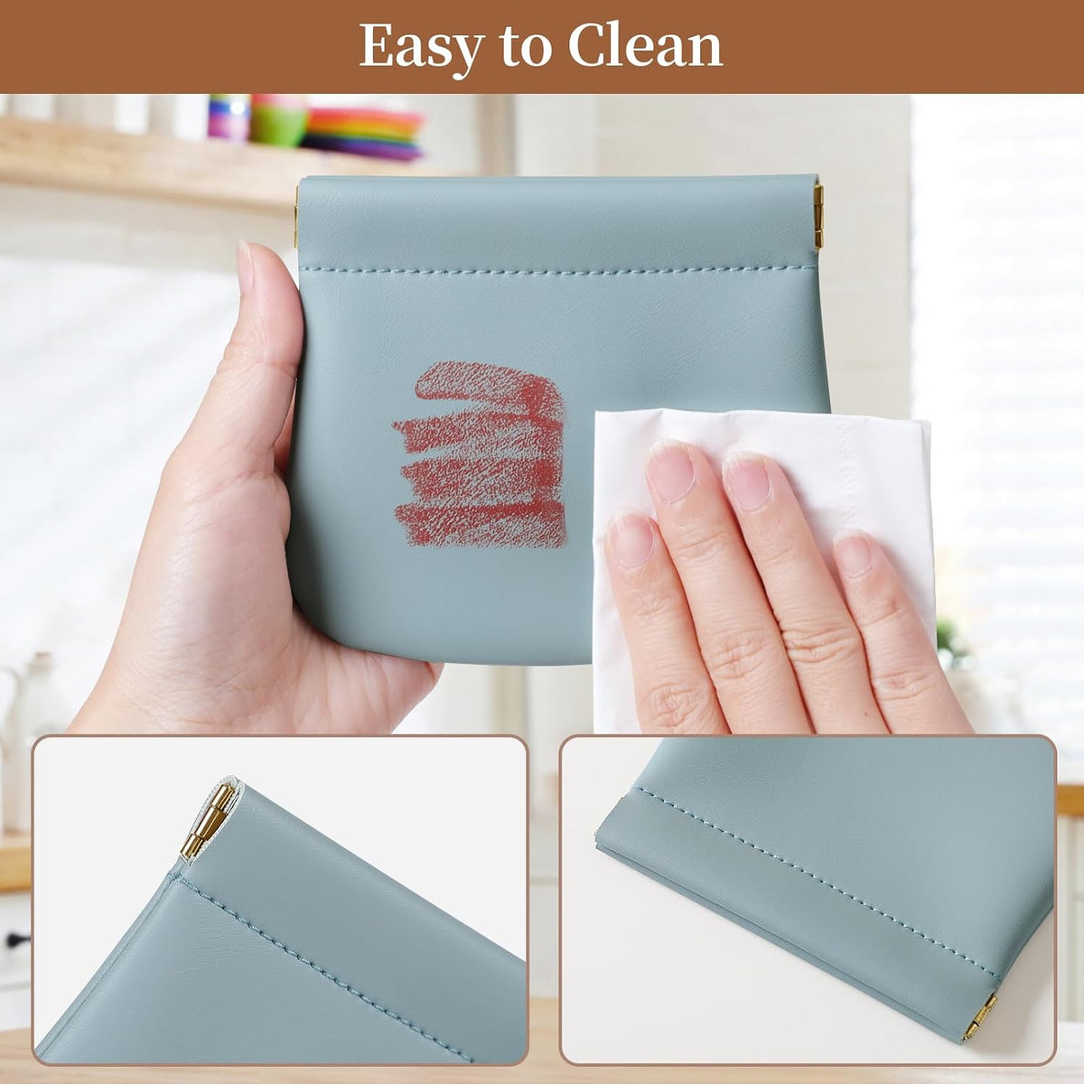2 Pack Small Makeup Bag for Purse, Cosmetic Travel Pouch, Blue