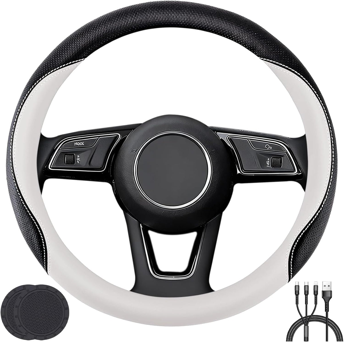 Car Steering Wheel Cover, Non-Slip Leather Protector