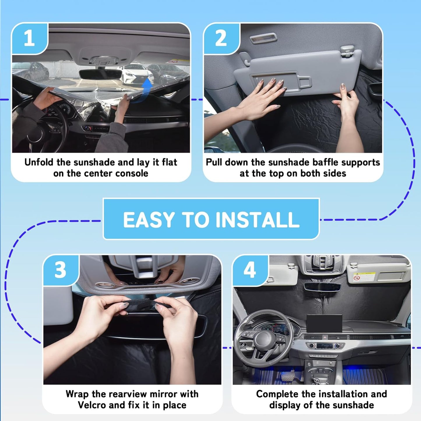 Custom Fit Windshield Sun Shade for Honda HRV 2023-2026, Blocks UV &amp; Heat, Front Window Sunshade Accessories, Easy Fold &amp; Store Keep Your Car Cooler