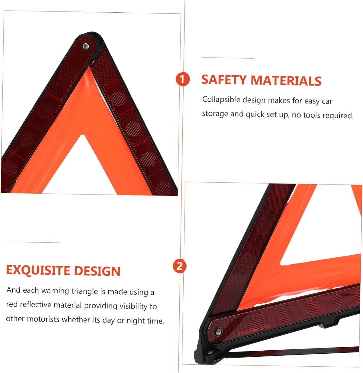 Alipis Triangle Warning Sign 3 Piece Pack Roadside Car Emergency Red