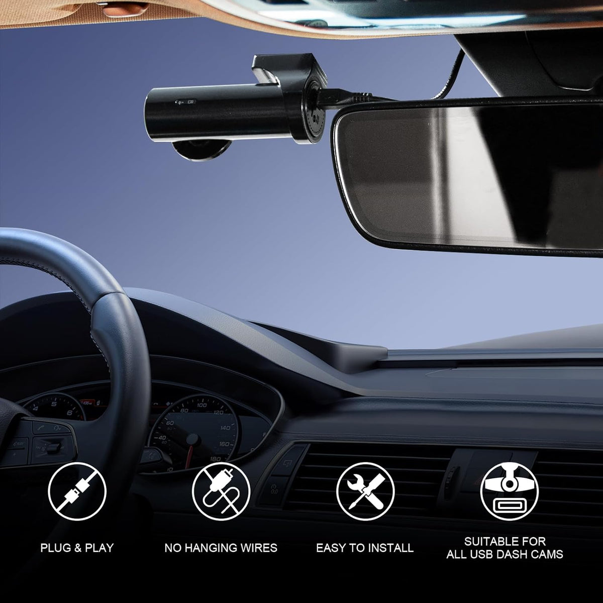 mangoal Dash Cam Power Adapter for Mazda with 10-Pin sunroof Plug (Model B) – Hidden Cable Kit for GPS Radar Mirror Camera, Plug & Play Fits All Mazda Models with sunroof
